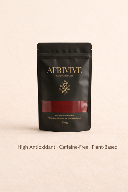 Afrivive product packaging on a beige background
